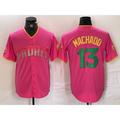 San Diego Padres #13 Manny Machado Pink MWATKINS Cool Base Stitched Jersey 2