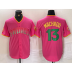 San Diego Padres #13 Manny Machado Pink MWATKINS Cool Base Stitched Jersey 2