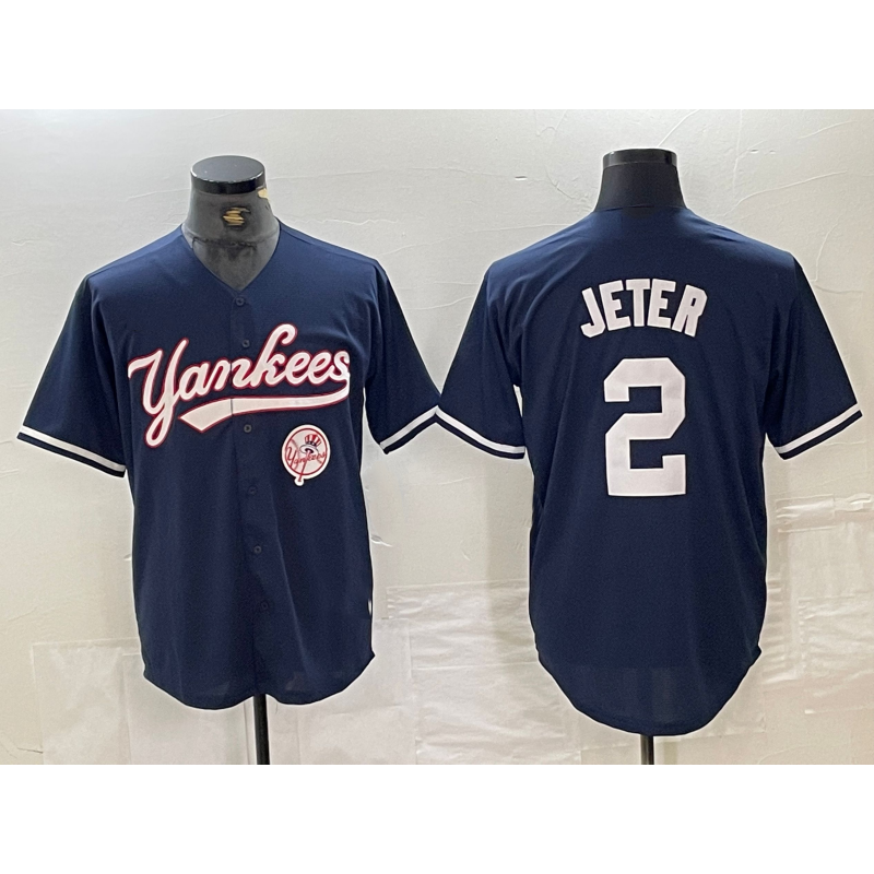 New York Yankees #2 Derek Jeter Navy MWATKINS With Patch Cool Base Stitched Jersey
