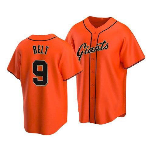 San Francisco Giants #9 Brandon Belt Alternate Orange MWATKINS Jersey