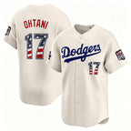 Los Angeles Dodgers #17 Shohei Ohtani Cream MWATKINS USA 250 Fourth of July Limited Stitched Jersey