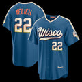 Milwaukee Brewers #22 Christian Yelich Mineral Blue MWATKINS 2026 City Connect Stadium Jersey