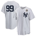New York Yankees #99 Aaron Judge White MWATKINS 2024 World Series Cool Base Stitched Jersey