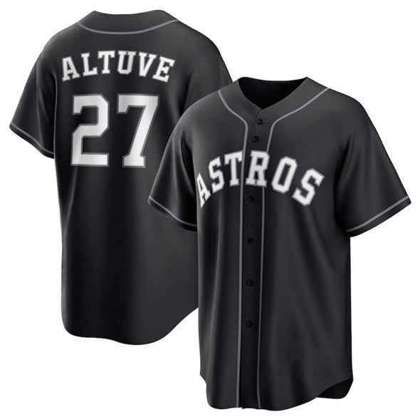Houston Astros #27 Jose Altuve Black MWATKINS Lights Out Limited Stitched Jersey