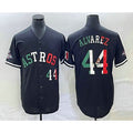 Houston Astros #44 Yordan Alvarez Number Mexico Black MWATKINS Cool Base Stitched Jersey
