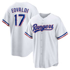 Texas Rangers #17 Nathan Eovaldi White MWATKINS Home Replica Player Jersey