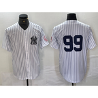 New York Yankees #99 Aaron Judge White MWATKINS With Patch 2024 Cool Base Stitched Jersey