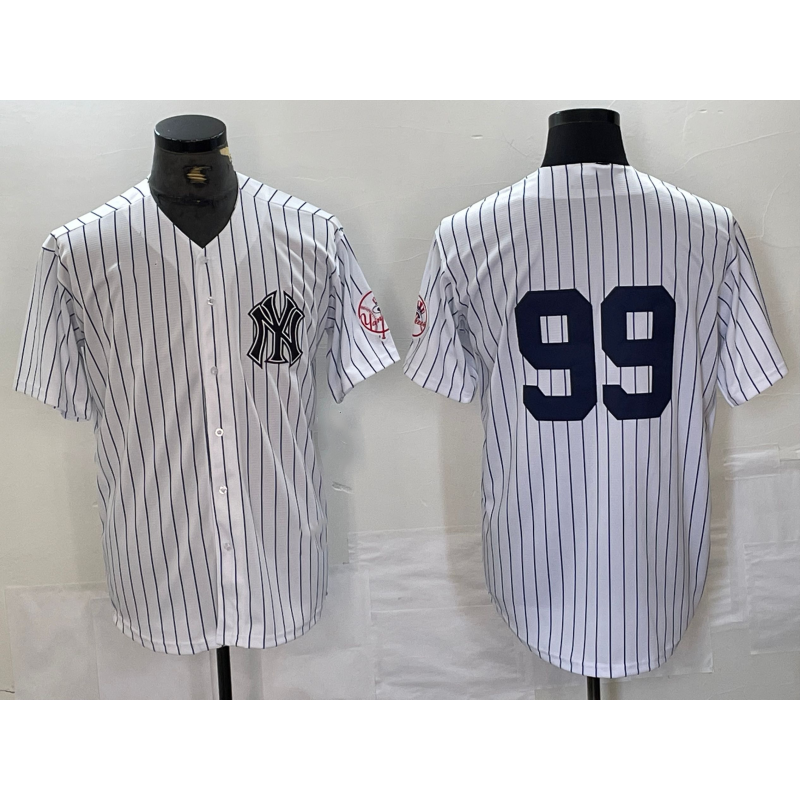 New York Yankees #99 Aaron Judge White MWATKINS With Patch 2024 Cool Base Stitched Jersey