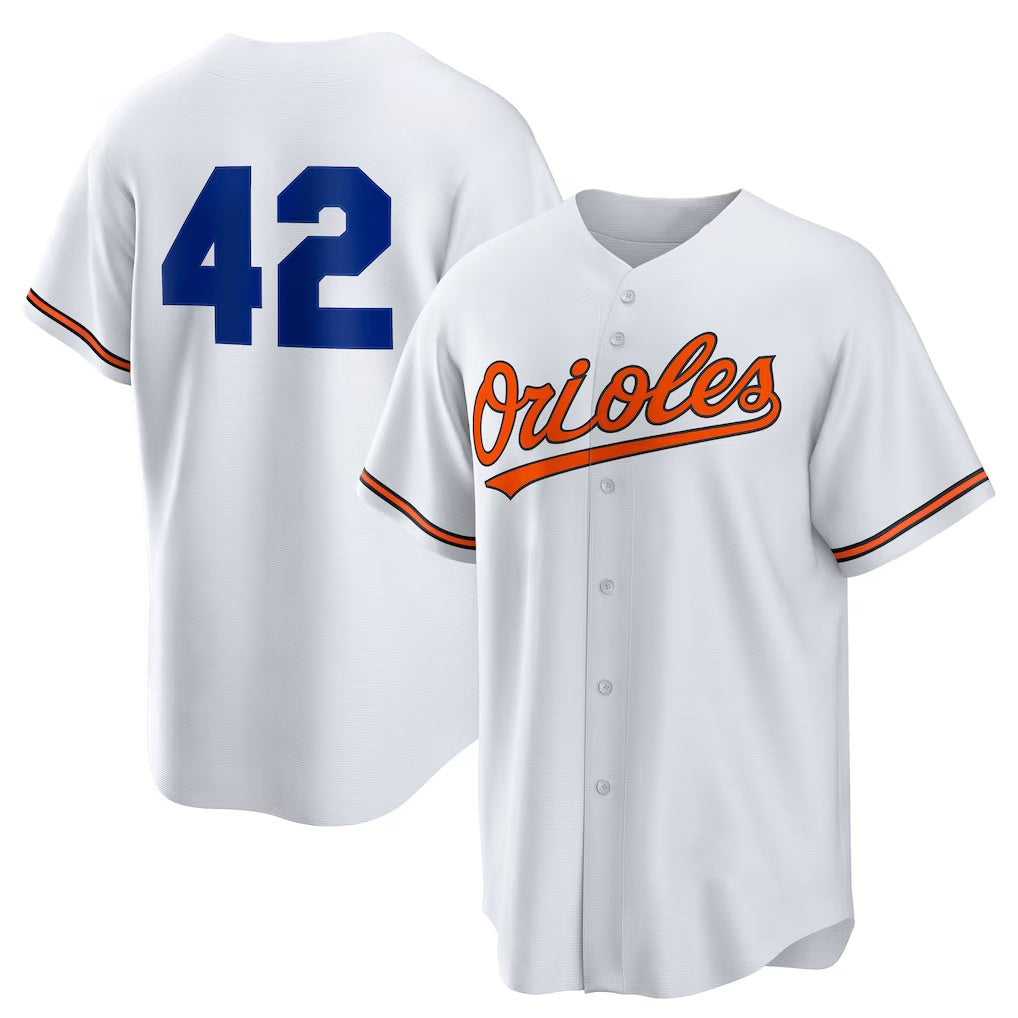 Baltimore Orioles #42 Jackie Robinson White MWATKINS Home 2025 Day Replica Jersey