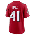 A.Falcons #41 Darren Hall Red Team Game Football jersey MWATKINS