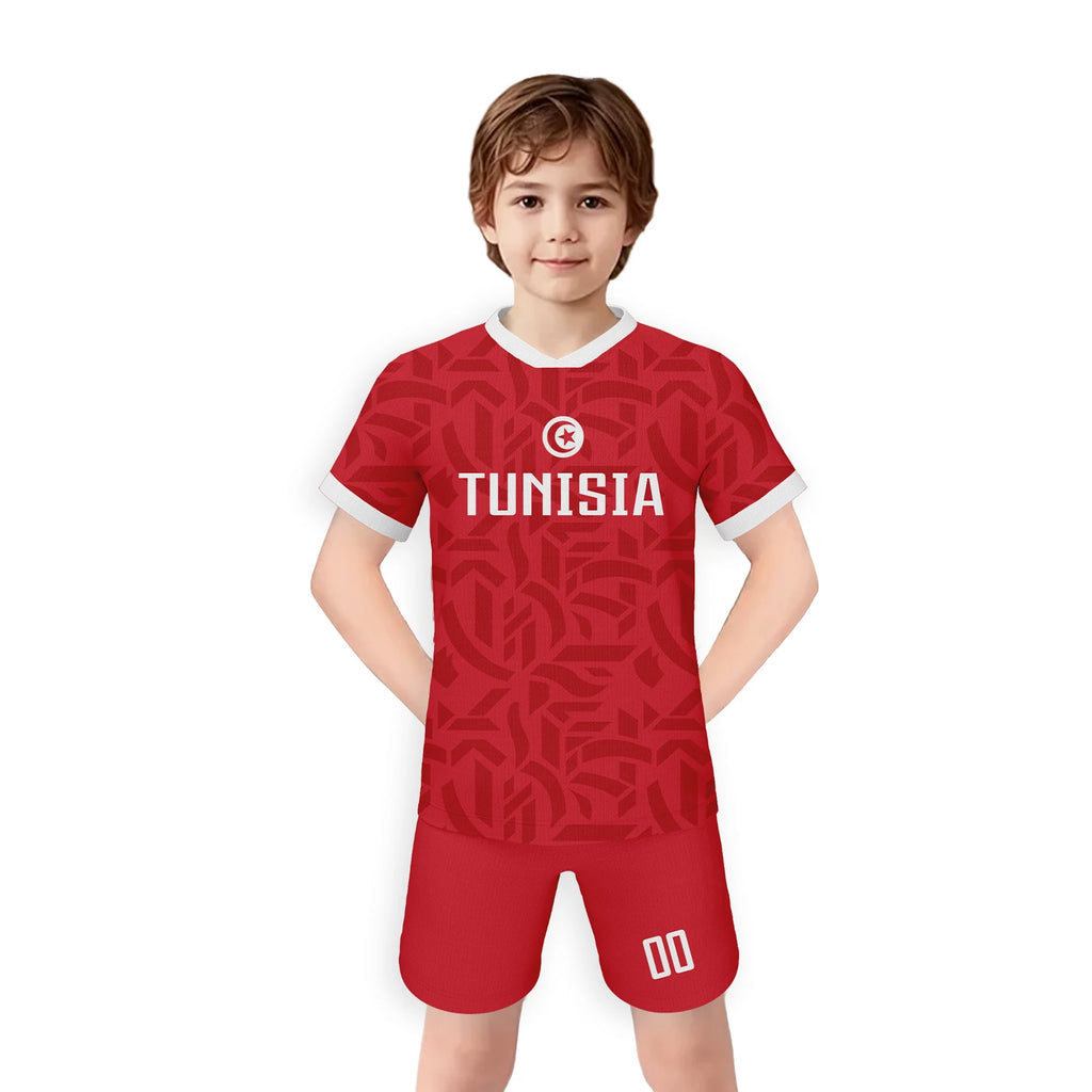 Custom Kids Tunisia Soccer Jersey Set Youth Football Uniform Personalized Name Number National Team Training Kit for Boys Girls