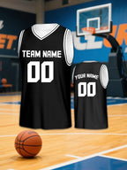 Custom Basketball Jersey Black Personalized Printed Your Own Name Number Men/Women/Kids Quick Dry Sleeveless Shirts