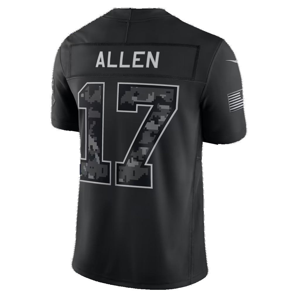 B.Bills #17 Josh Allen Black 2026 Salute to Service Stitched Limited Football jersey MWATKINS