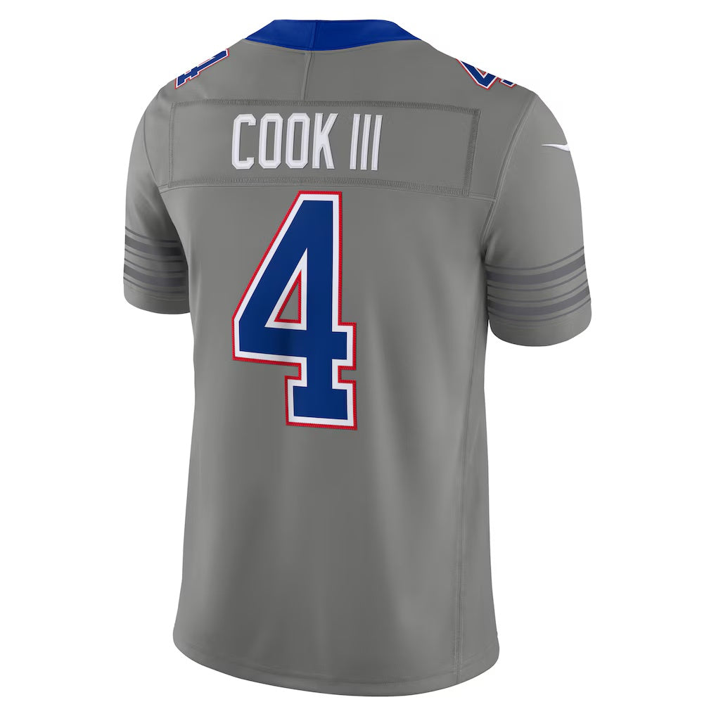 B.Bills #4 James Cook III Gray Nickel City Vapor F.U.S.E. Limited Stitched Football Jerseys