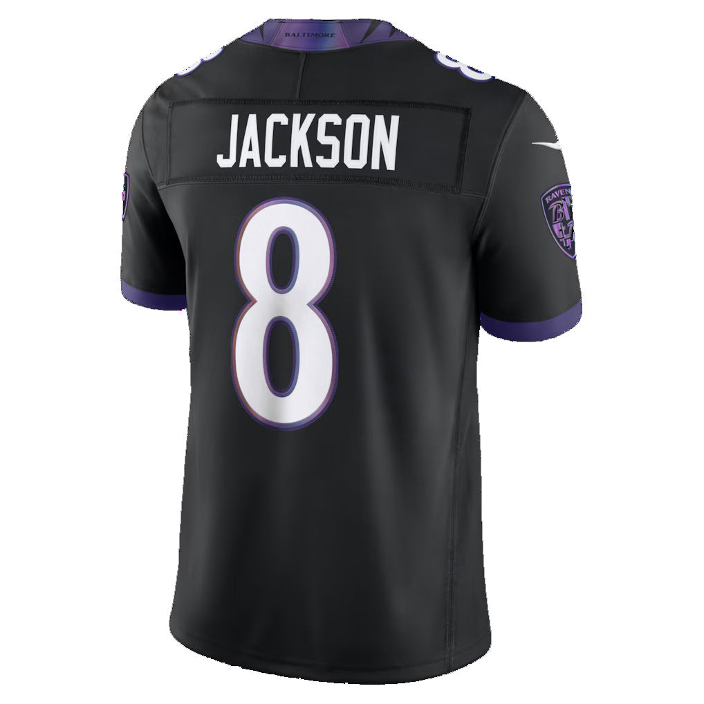 B.Ravens #8 Lamar Jackson Black Alternate Alternate Vapor F.U.S.E. Limited Stitched Football Jerseys
