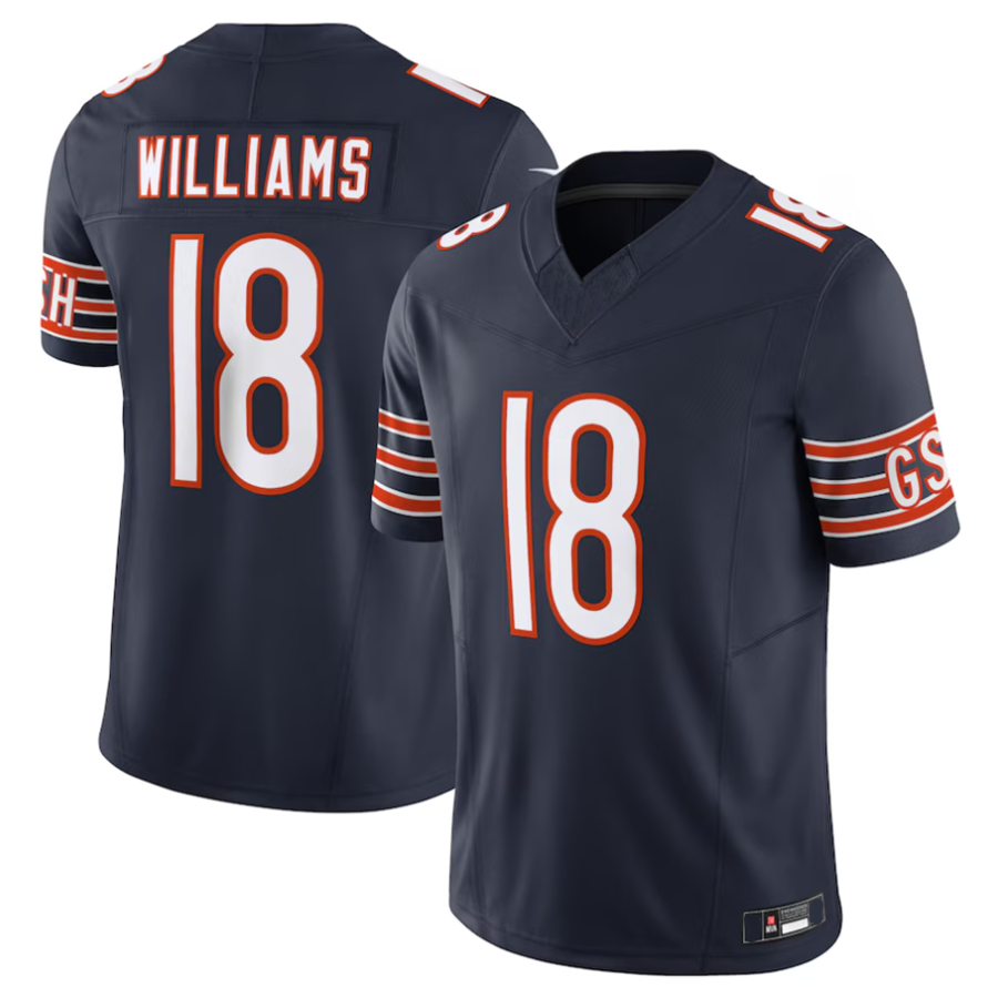 MWATKINS C.Bears #18 Caleb Williams Navy Vapor F.U.S.E. Limited Jersey Player Stitched Jerseys