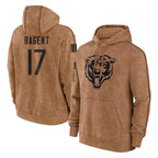 MWATKINS C.Bears #17 Tyson Bagent Player Brown Salute to Service Pullover Hoodies Limited Stitched Jerseys