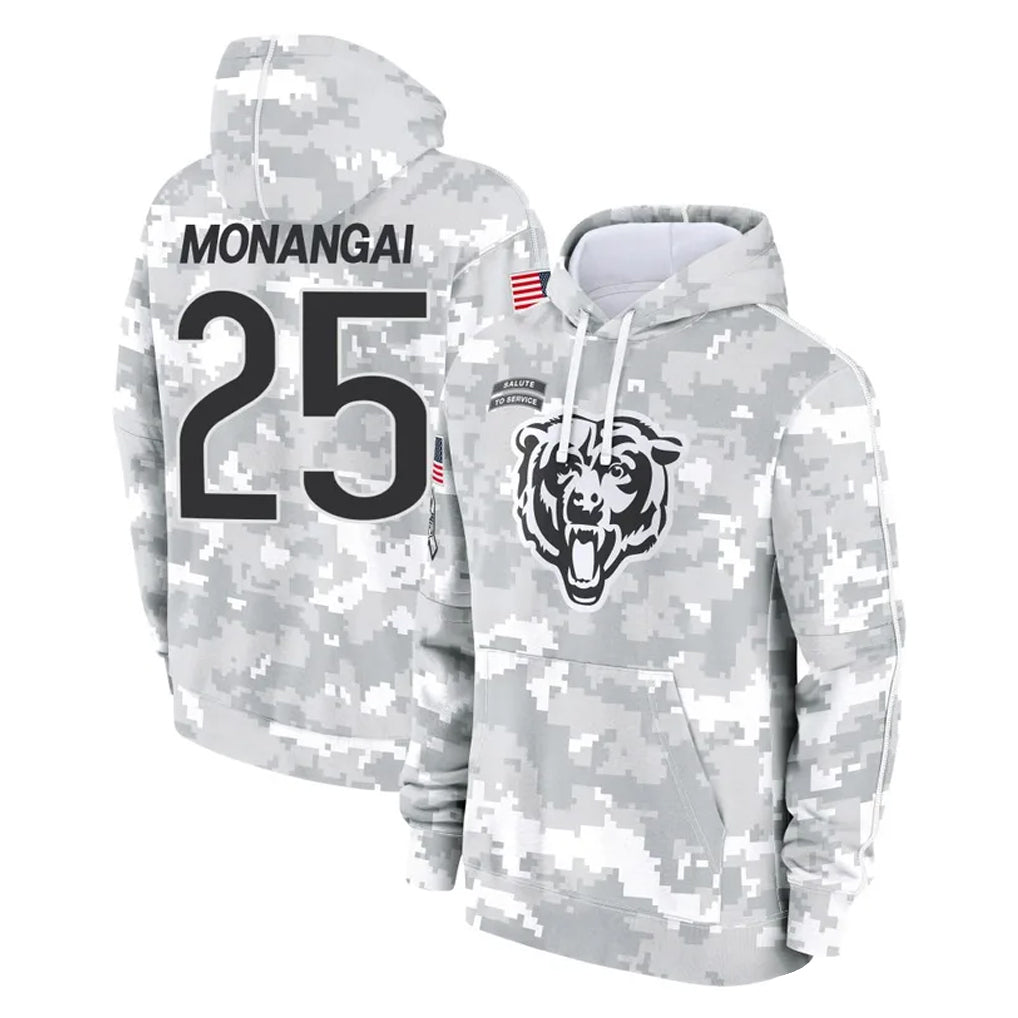 MWATKINS C.Bears #25 Kyle Monangai Player Arctic Camo Salute to Service Pullover Hoodies Limited Stitched Jerseys