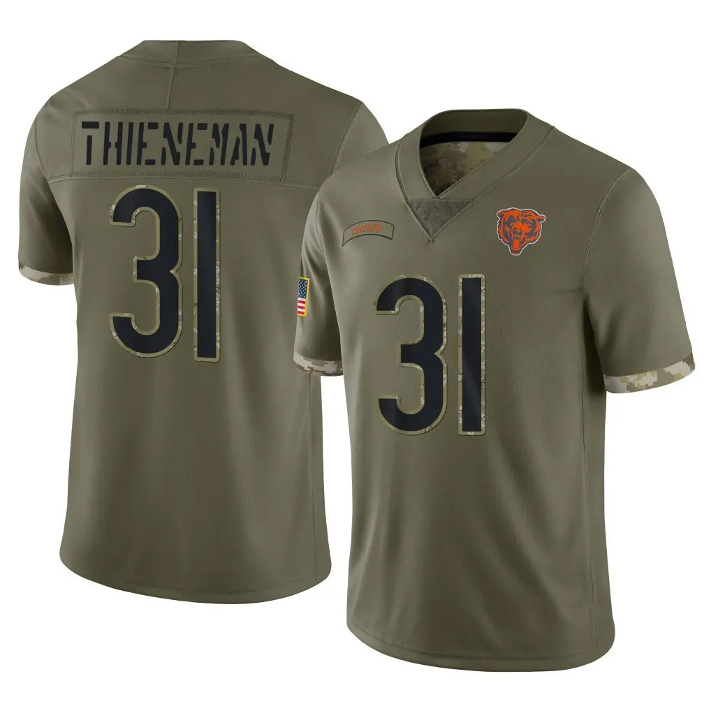 MWATKINS C.Bears #31 Dillon Thieneman Player Olive Salute to Service Limited Game Stitched Jerseys