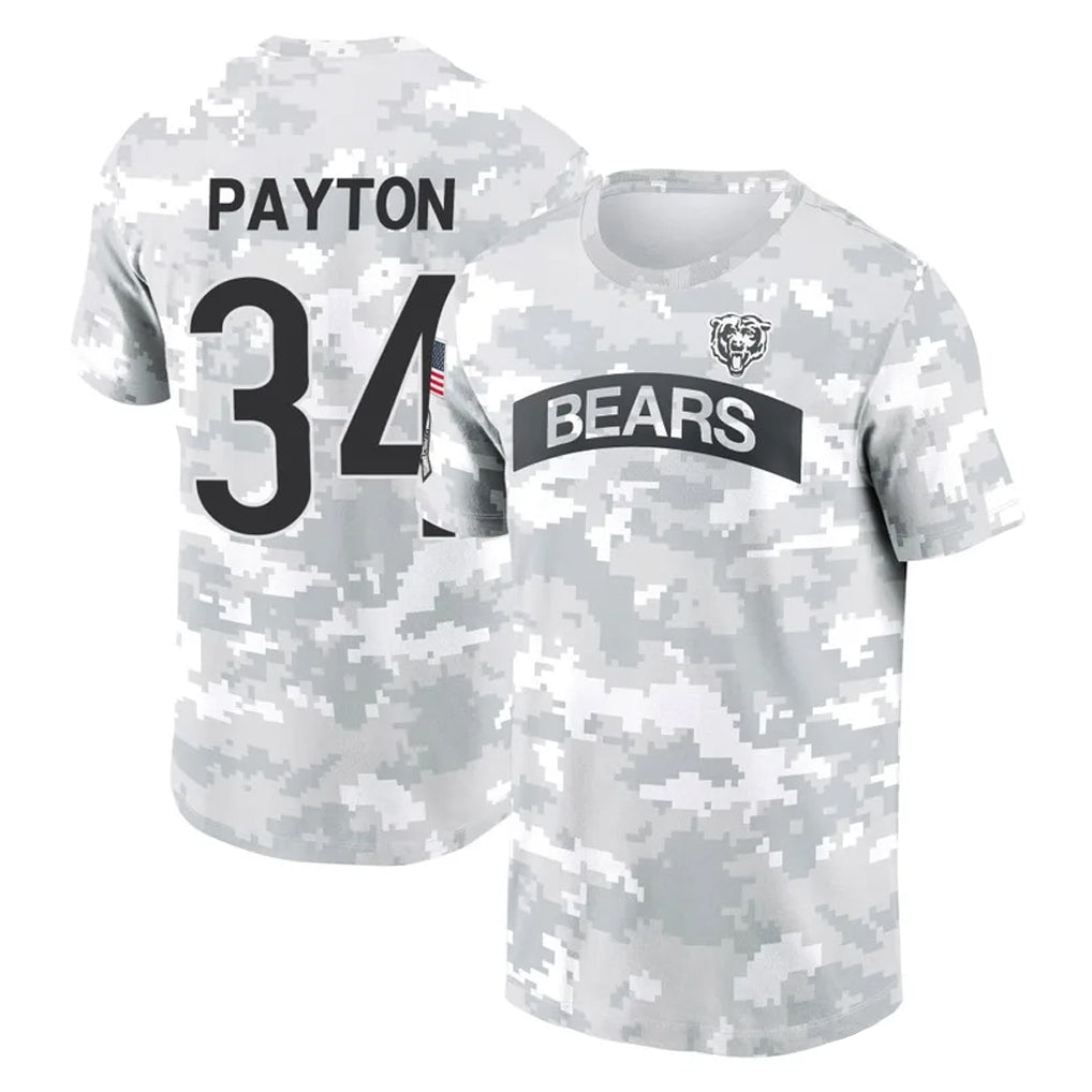MWATKINS C.Bears #34 Walter Payton Player Arctic Camo Salute to Service Performance T-Shirt Limited Stitched Jerseys