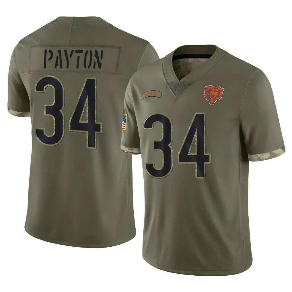 MWATKINS C.Bears #34 Walter Payton Player Olive Salute to Service Limited Game Stitched Jerseys