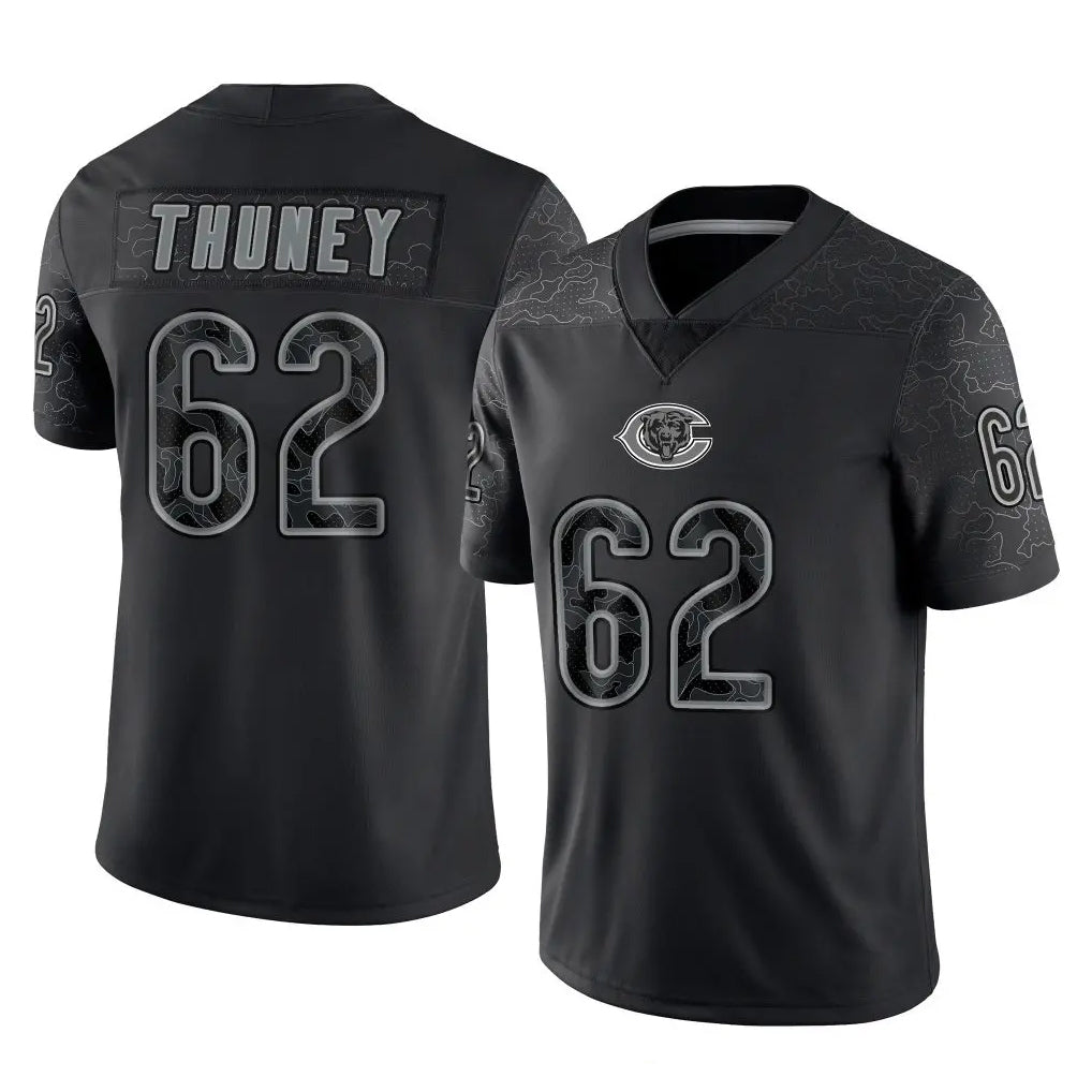 MWATKINS C.Bears #62 Joe Thuney Player Black REFLECTIVE Limited Game Stitched Jerseys