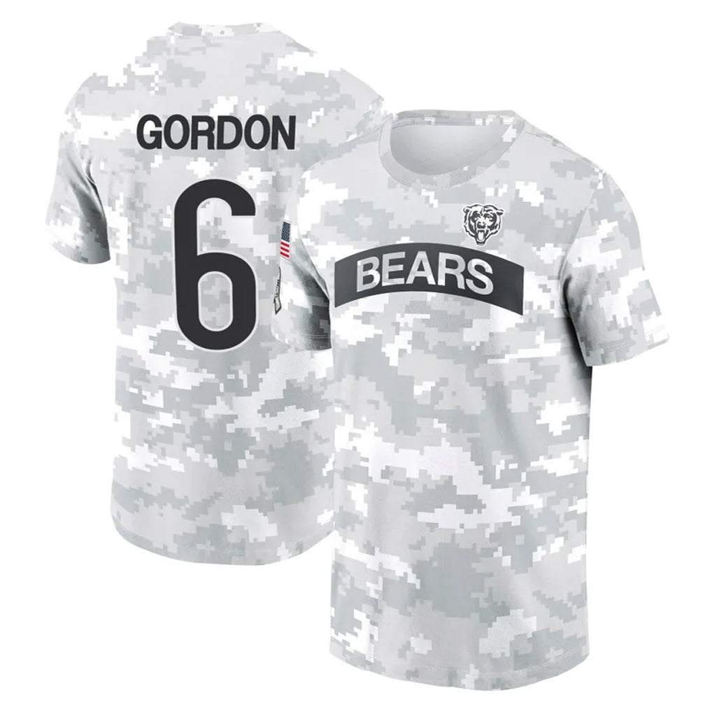 MWATKINS C.Bears #6 Kyler Gordon Player Arctic Camo Salute to Service Performance T-Shirt Limited Stitched Jerseys