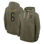 MWATKINS C.Bears #6 Kyler Gordon Player Olive Salute to Service Pullover Hoodies Limited Stitched Jerseys