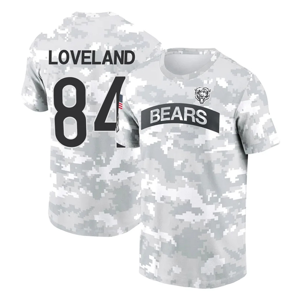 MWATKINS C.Bears #84 Colston Loveland Player Arctic Camo Salute to Service Performance T-Shirt Limited Stitched Jerseys