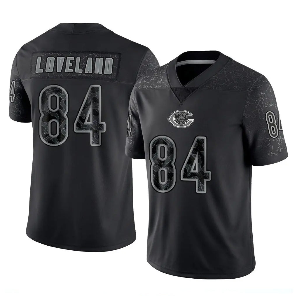 MWATKINS C.Bears #84 Colston Loveland Player Black REFLECTIVE Limited Game Stitched Jerseys