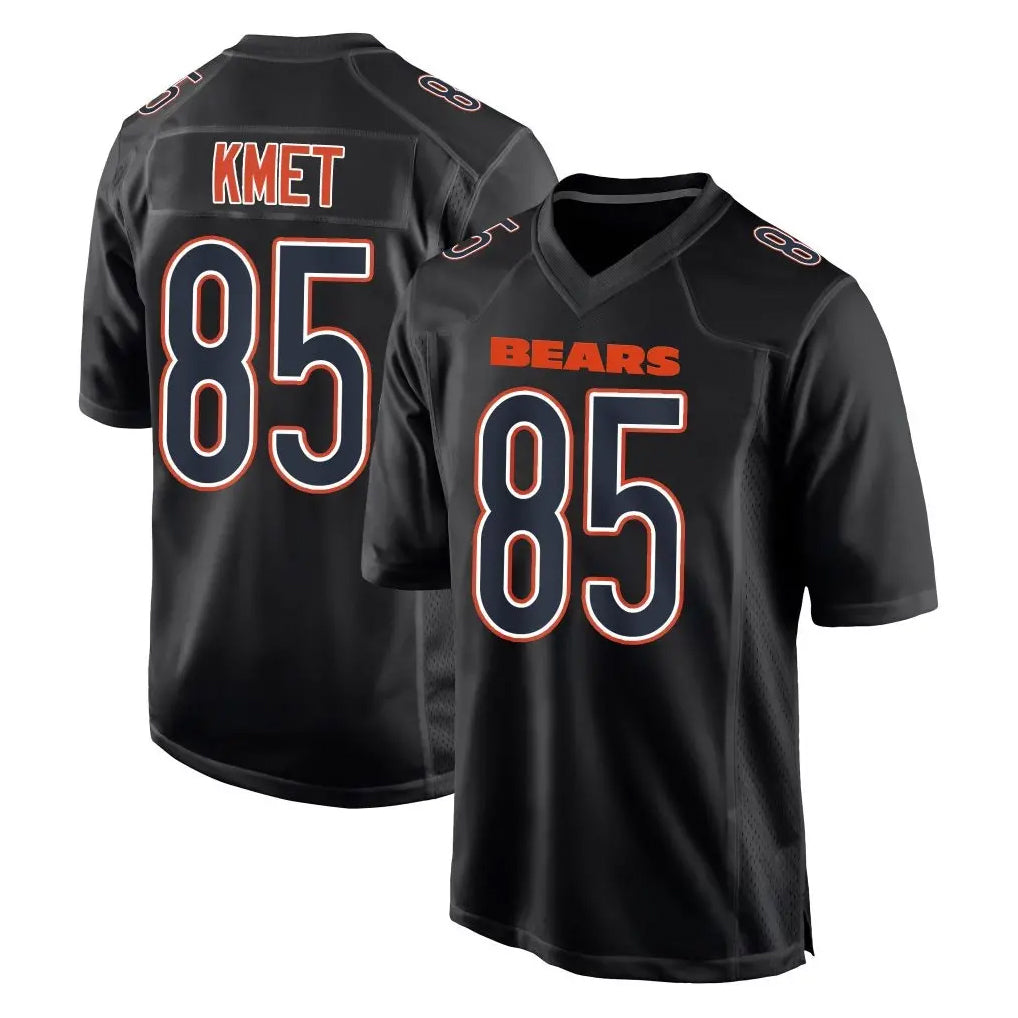 MWATKINS C.Bears #85 Cole Kmet Player Carbon Black Fashion Game Stitched Jerseys