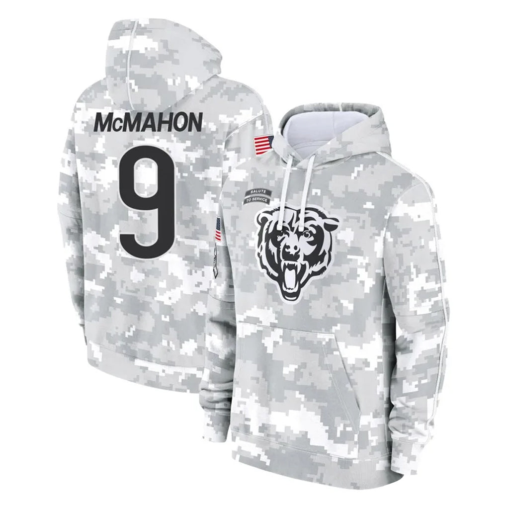 MWATKINS C.Bears #9 Jim McMahon Player Arctic Camo Salute to Service Pullover Hoodies Limited Stitched Jerseys