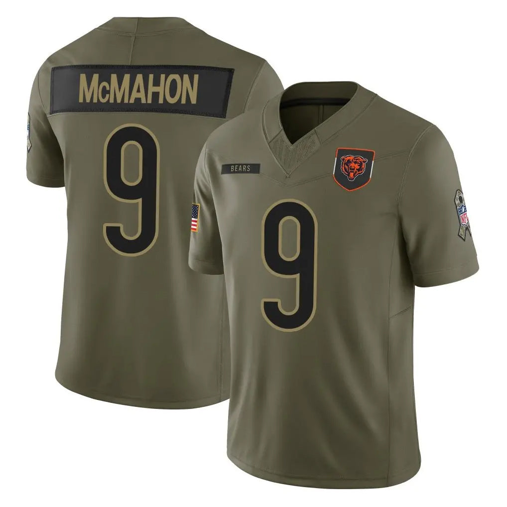 MWATKINS C.Bears #9 Jim McMahon Player Olive Salute to Service Limited Home Game Stitched Jerseys