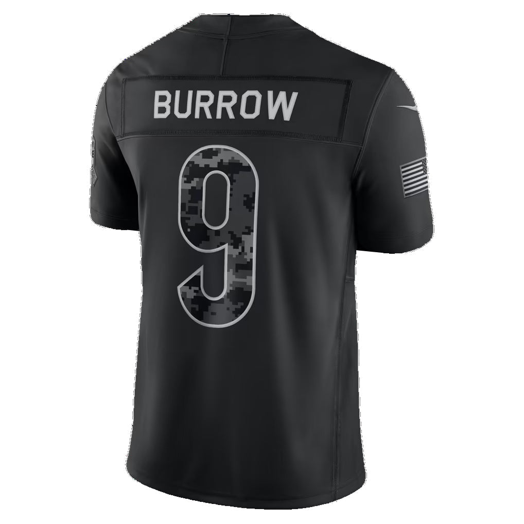 C.Bengals #9 Joe Burrow Black 2026 Salute to Service Stitched Limited Football jersey MWATKINS
