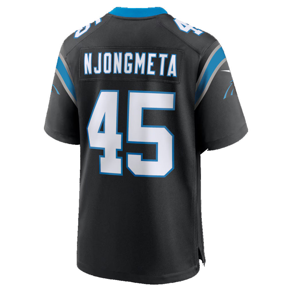 C.Panthers #45 Maema Njongmeta Black Game Stitched Football Jerseys