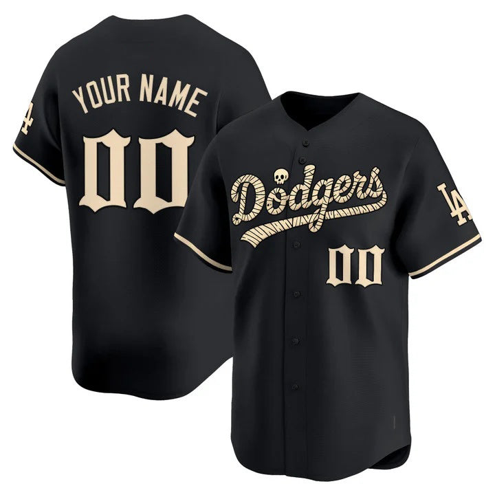Custom Los Angeles Dodgers Black 'Halloween Mummy Edition' Premier Limited - Stitched Baseball jersey MWATKINS