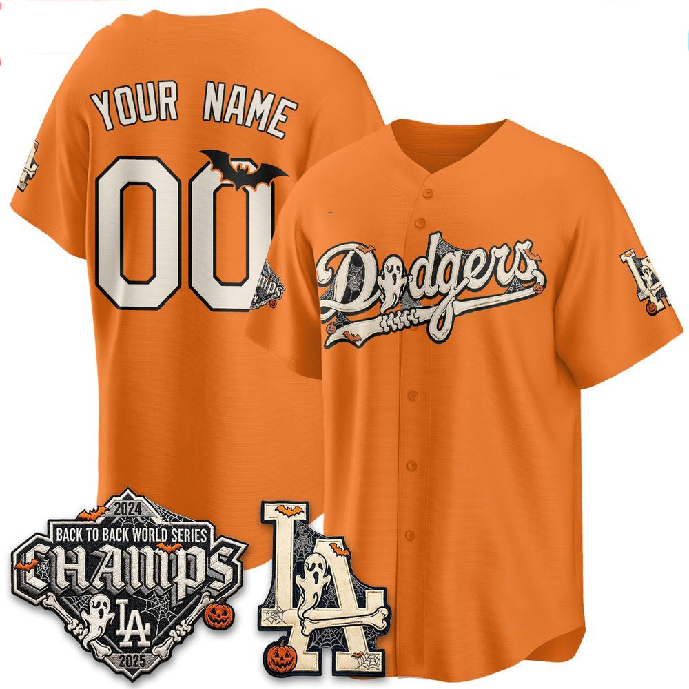 Custom Los Angeles Dodgers Orange Halloween 2026 Baseball jersey MWATKINS