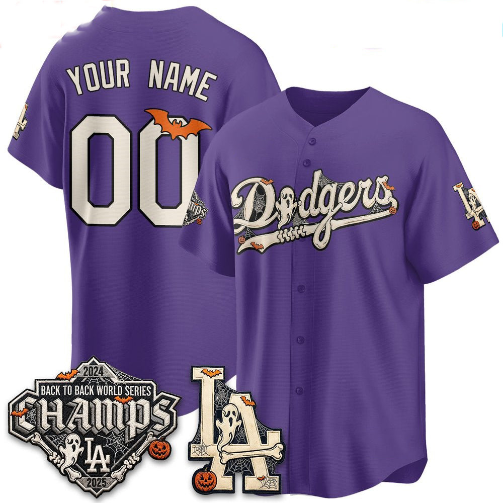 Custom Los Angeles Dodgers Purple Halloween 2026 Baseball jersey MWATKINS