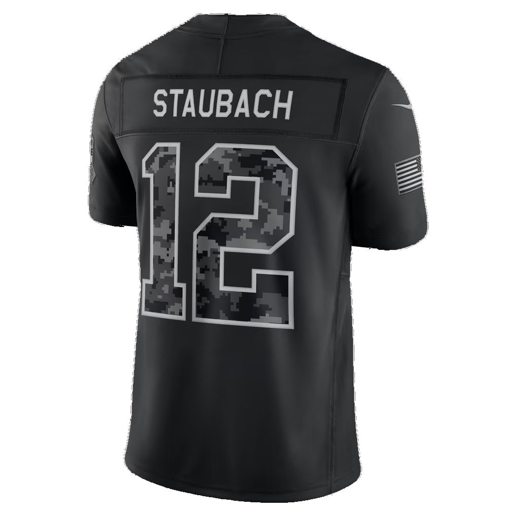 D.Cowboys #12 Roger Staubach Black 2026 Salute to Service Retired Player Stitched Limited Football jersey MWATKINS