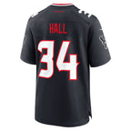 H.Texans #34 Bryce Hall Navy Team Game Jersey MWATKINS