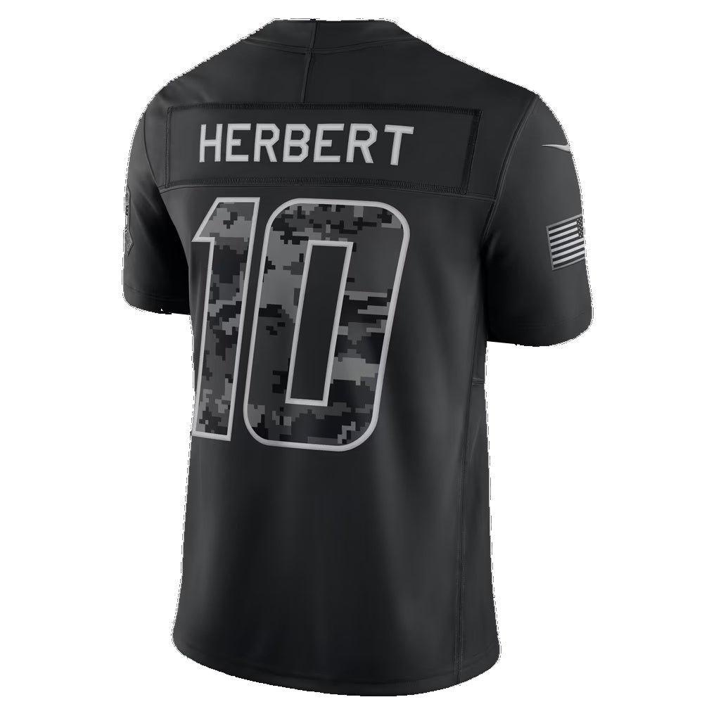 LA.Chargers #10 Justin Herbert Black 2026 Salute to Service Stitched Limited Football jersey MWATKINS