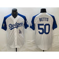Los Angeles Dodgers #50 Mookie Betts White MWATKINS Blue Fashion Stitched Cool Base Limited Jersey 2