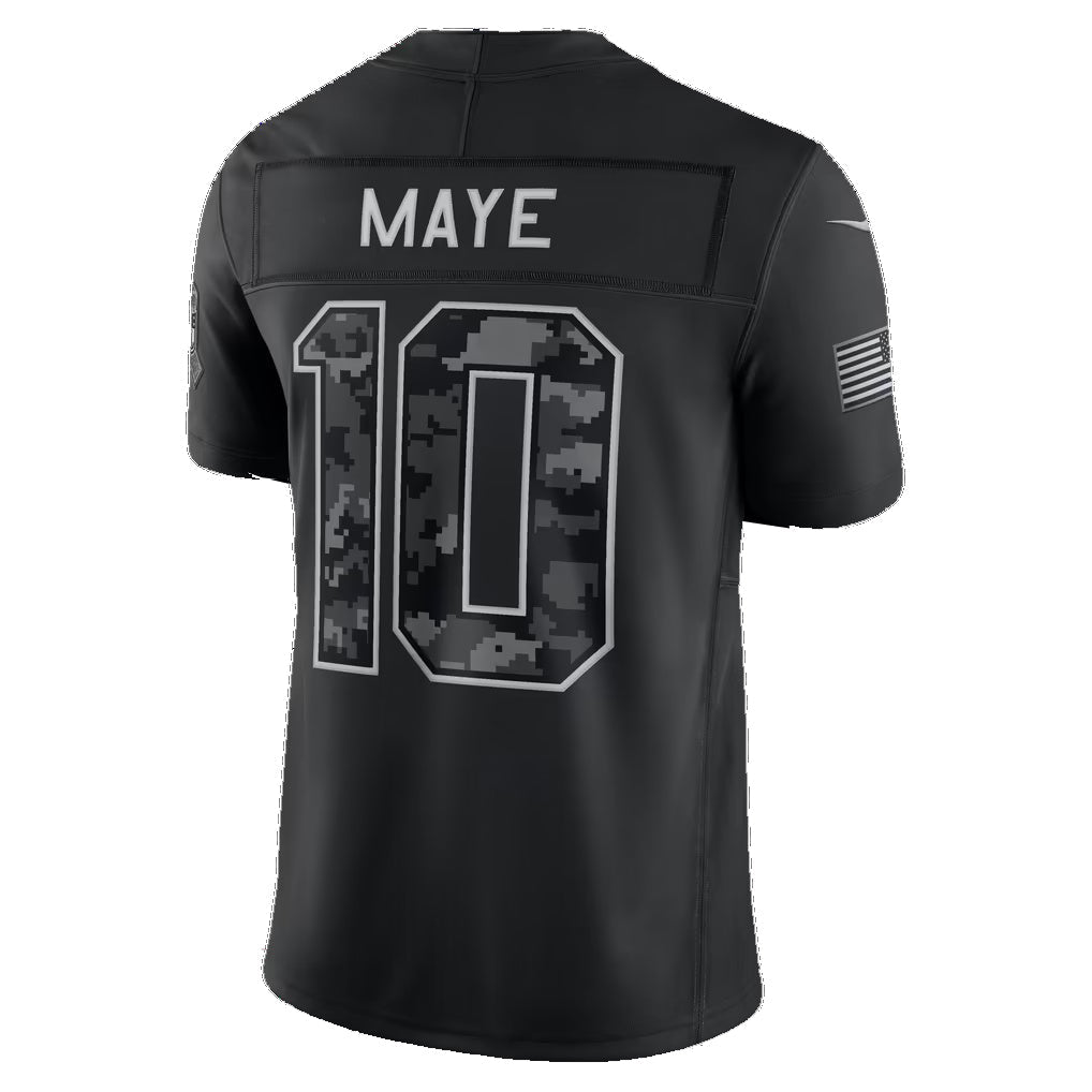 NE.Patriots #10 Drake Maye Black 2026 Salute to Service Stitched Limited Football jersey MWATKINS