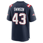 NE.Patriots #43 Bradyn Swinson Navy Team Game Jersey MWATKINS