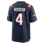 NE.Patriots #4 Craig Woodson Navy Team Game Jersey MWATKINS
