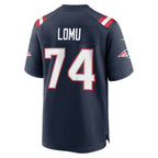 NE.Patriots #74 Caleb Lomu Navy Team Game Jersey MWATKINS