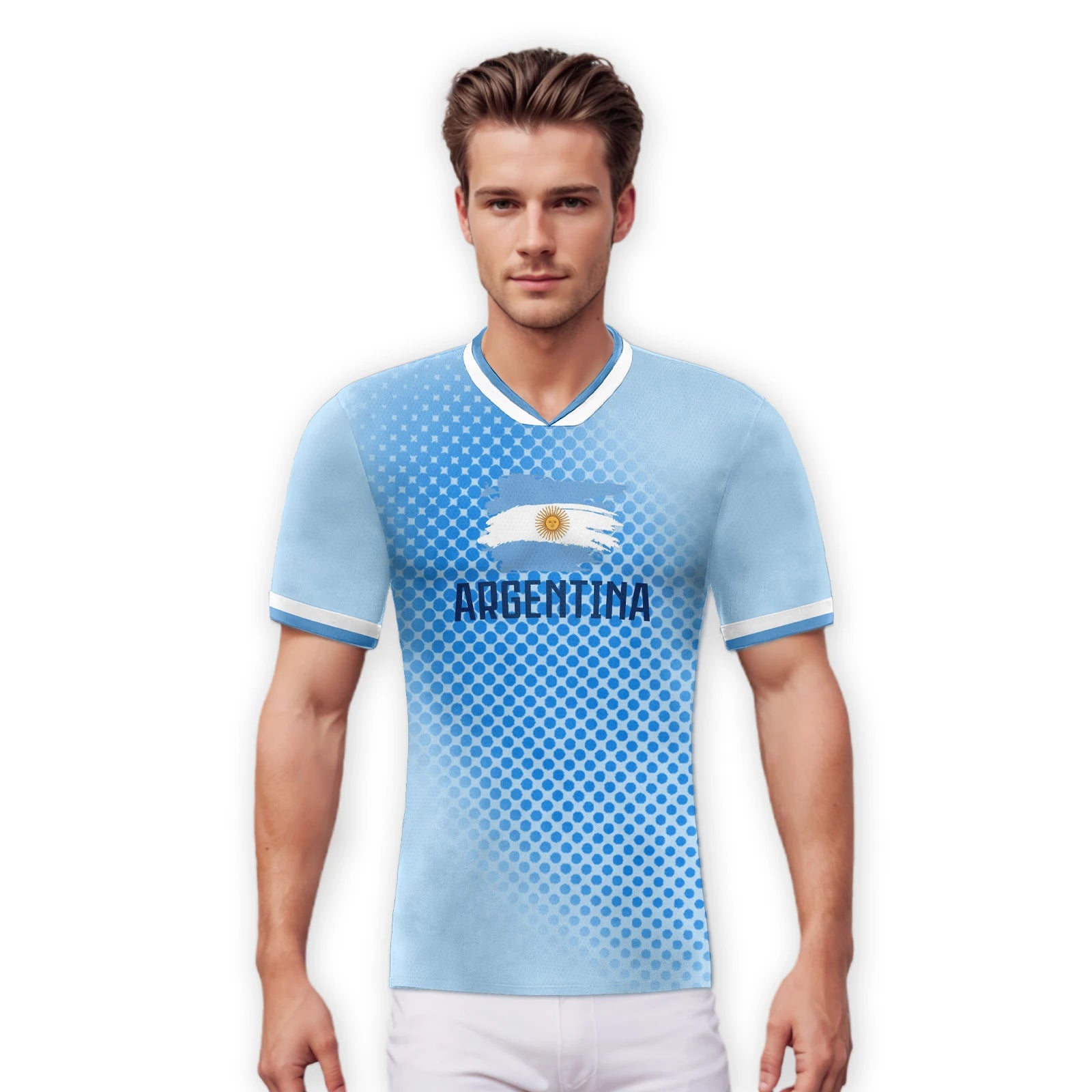 Custom Argentina Soccer Jersey for Adult Kids Personalized Name Number Football Team Shirt Training Sportswear