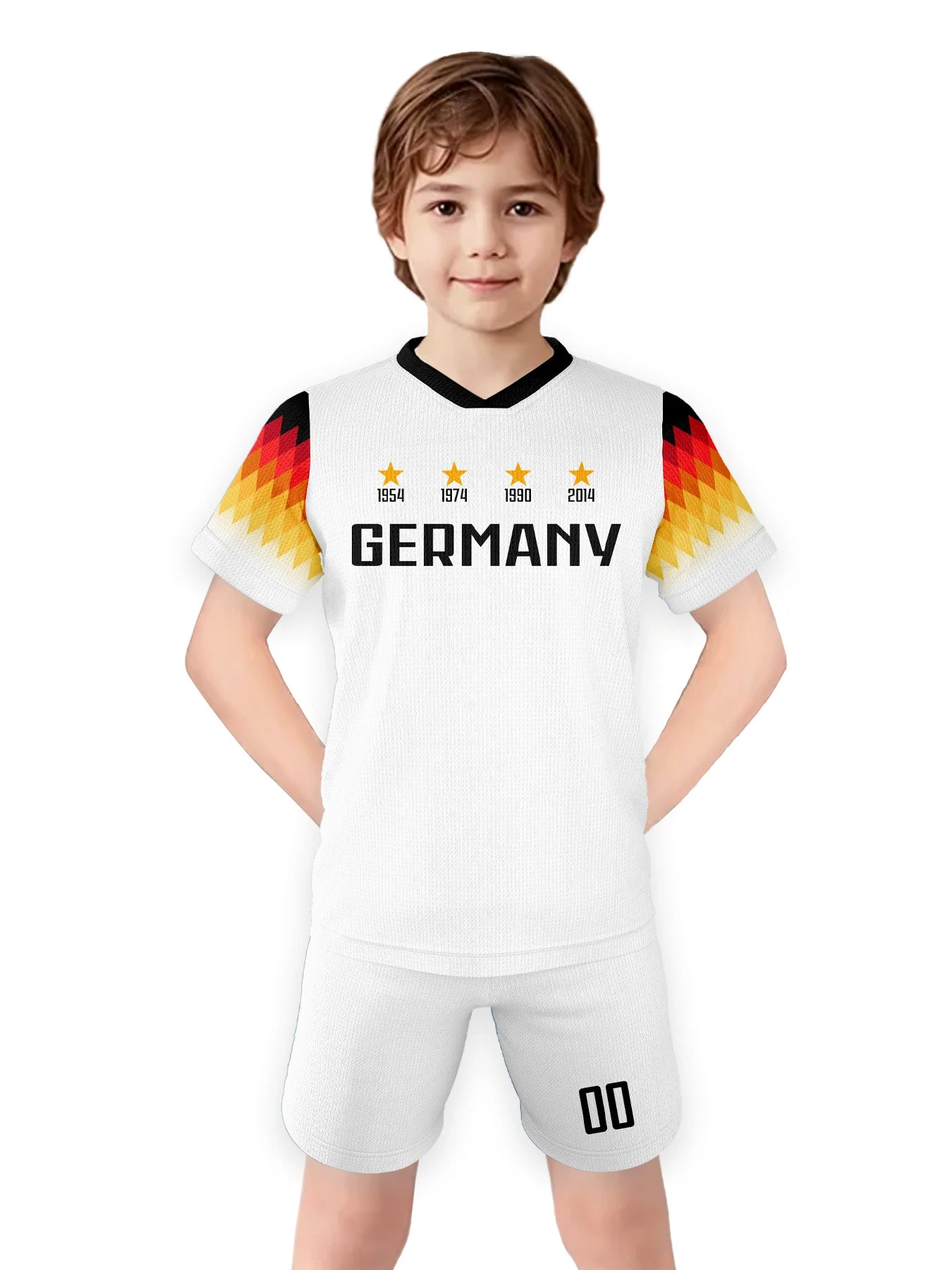 Custom Kids Soccer Jersey Shorts Germany Football Set with Personalized Name and Number School Team Club Training Jerseys