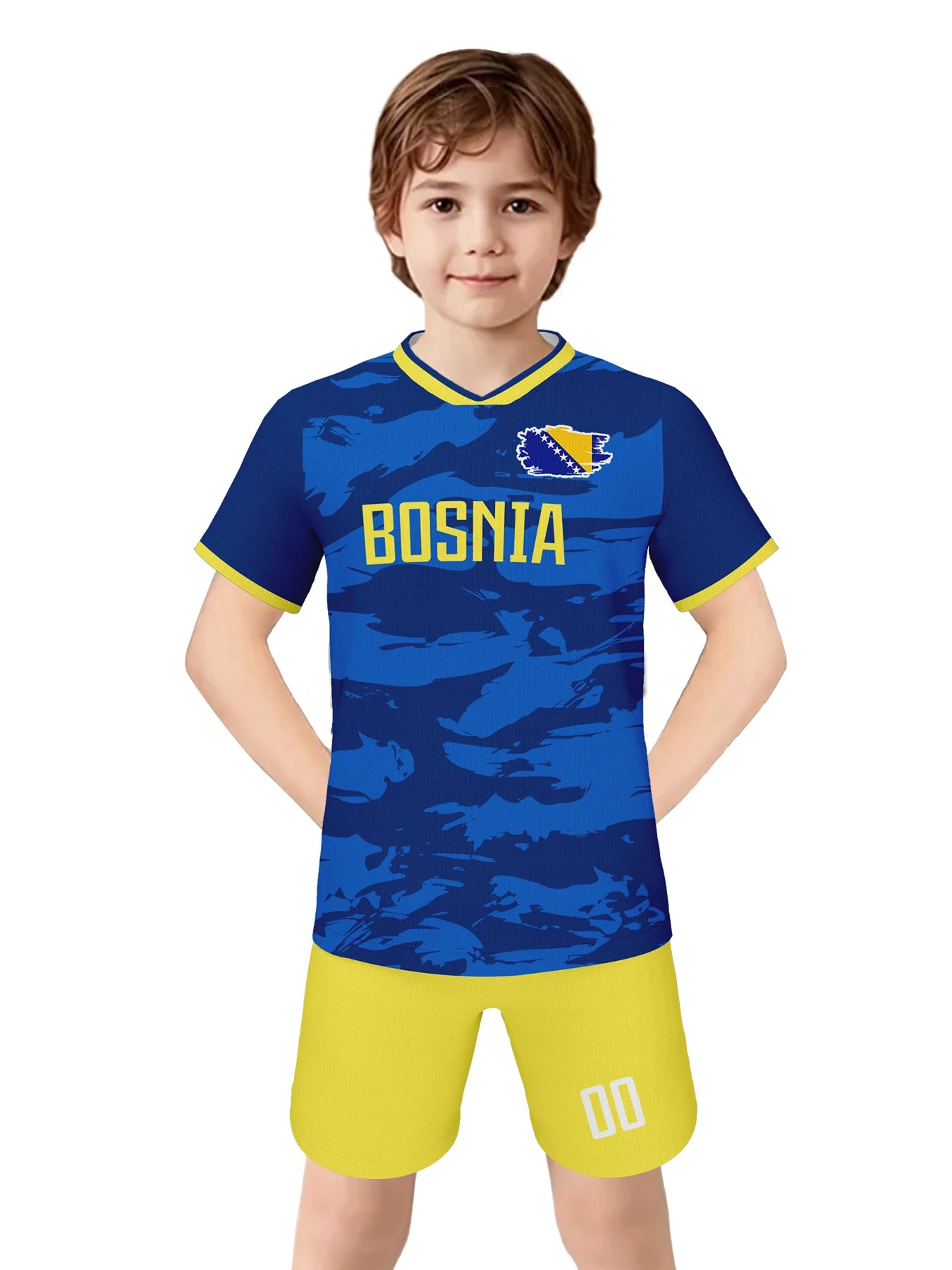 Custom Kids Soccer Jersey Bosnia Football Uniform Personalized Name Number Youth Team Training Kit for Boys Girls 3-14Y