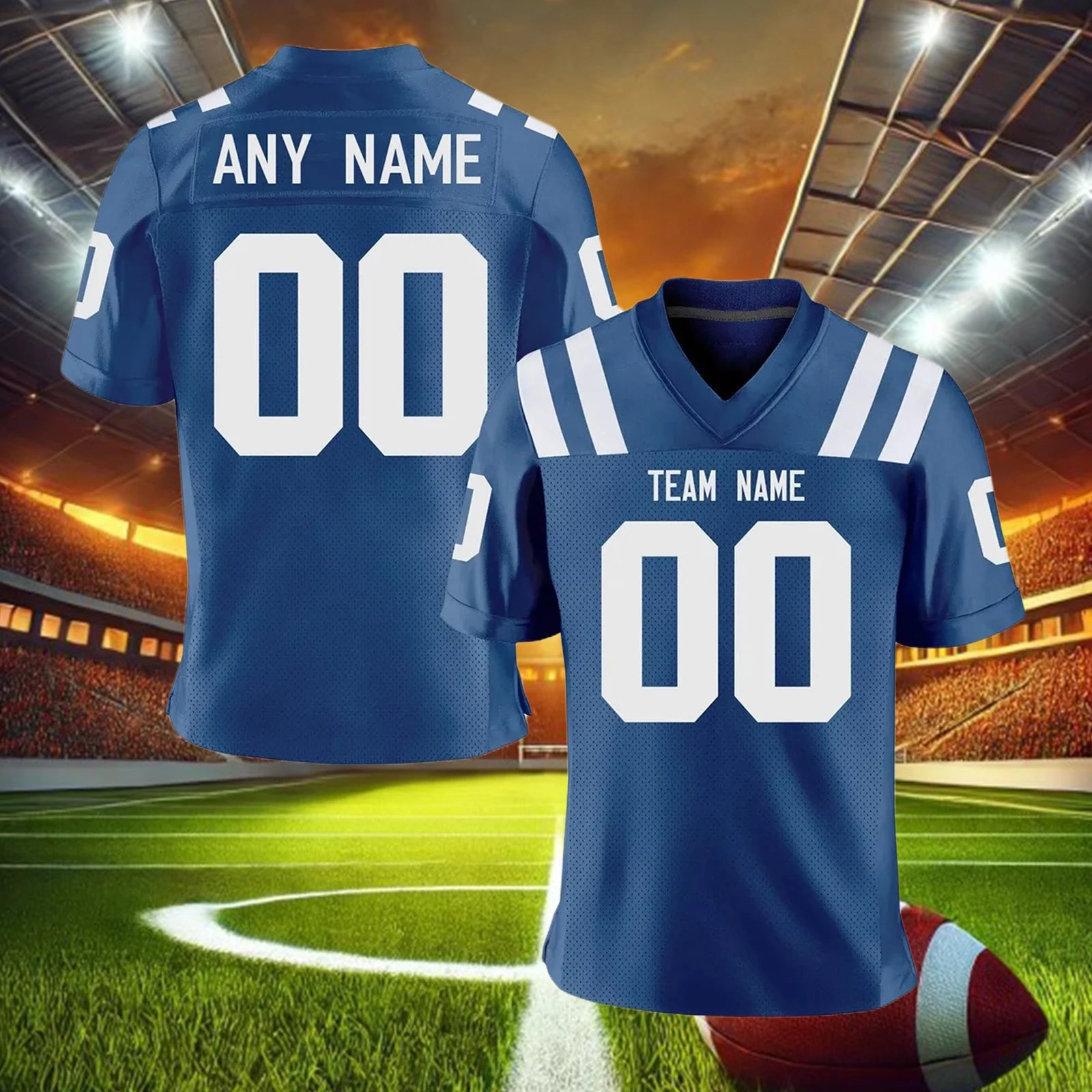 Custom White Blue American Football Jersey for Men Women Youth Kids Personalized Printed Team Name Number Sportwear Fans Gift
